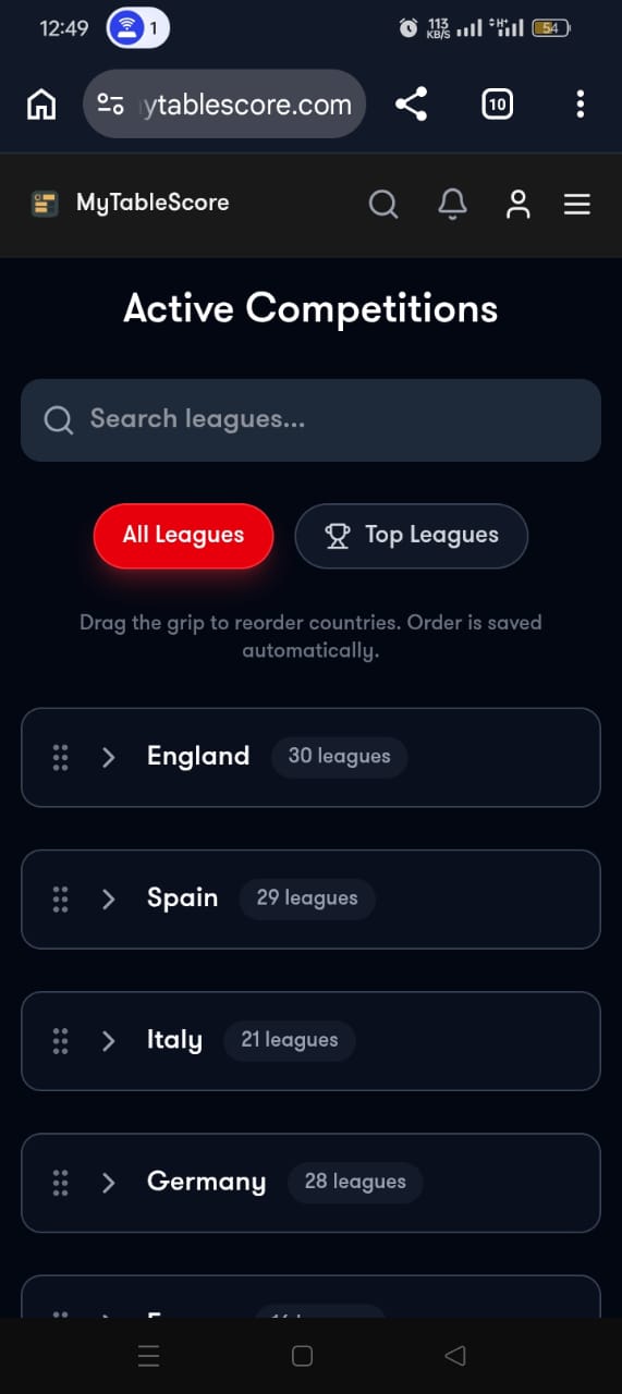 All Leagues screnshot